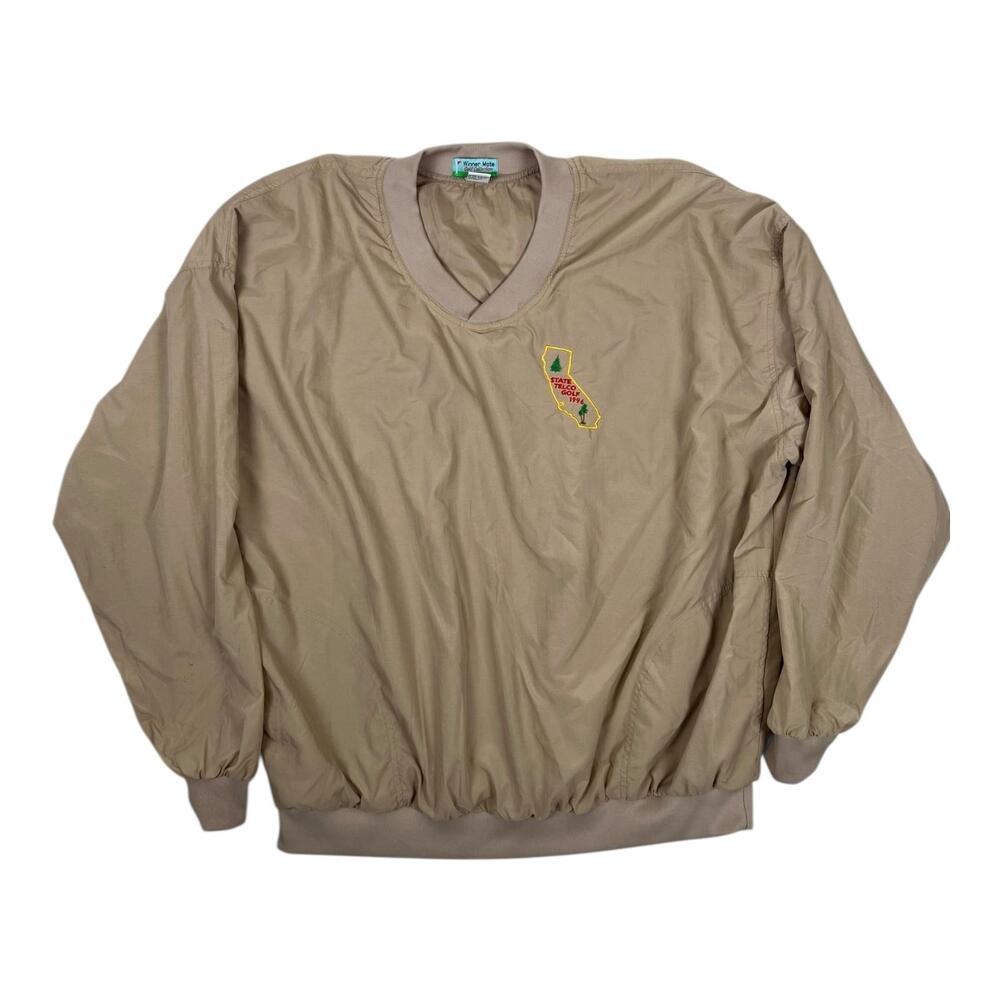 Vintage California State Telco Golf Mens XL Beige Windbreaker Winner Mate 1996